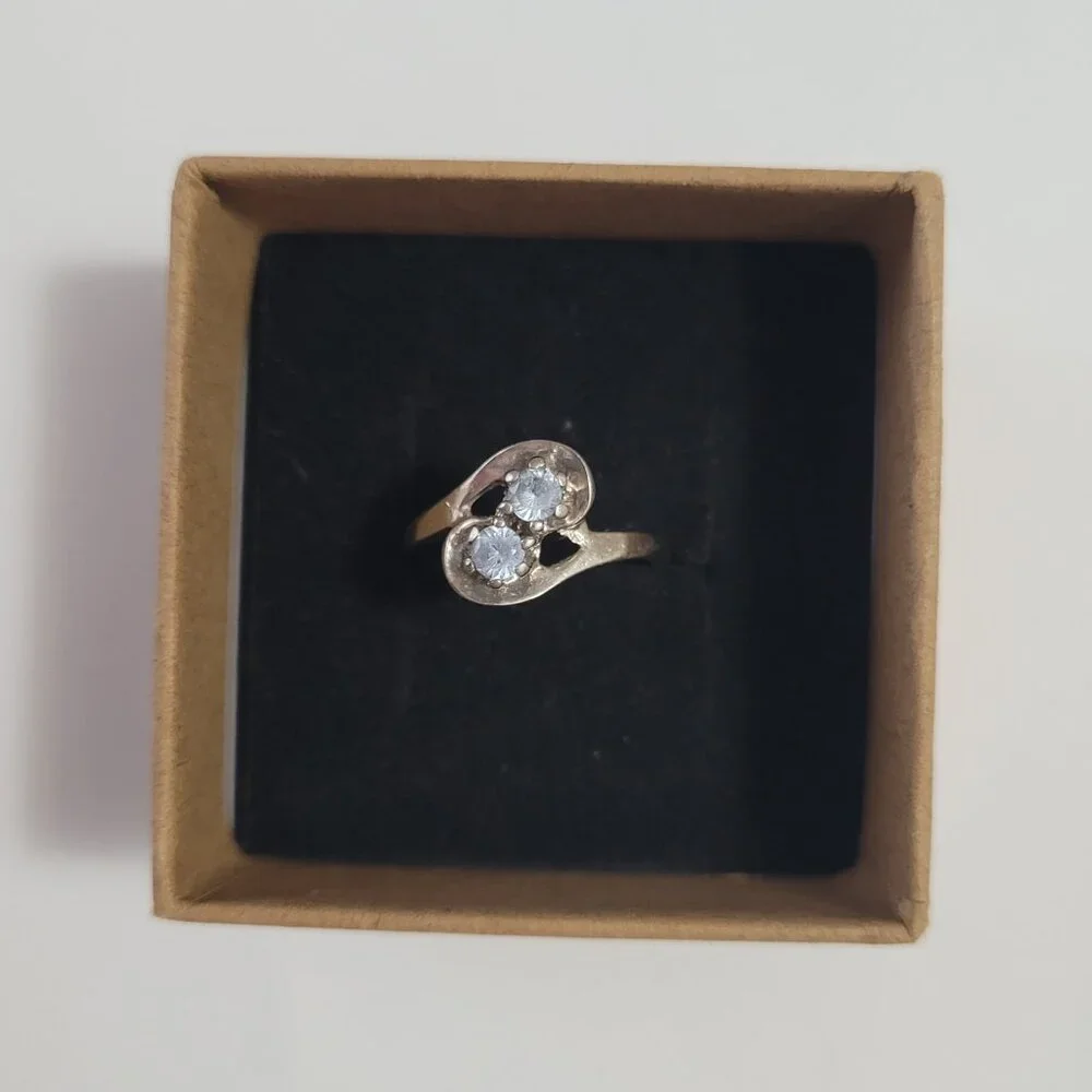 1960s Blue Topaz Ring 10k Vintage White Gold Dason December Birthstone - Picture 2 of 15